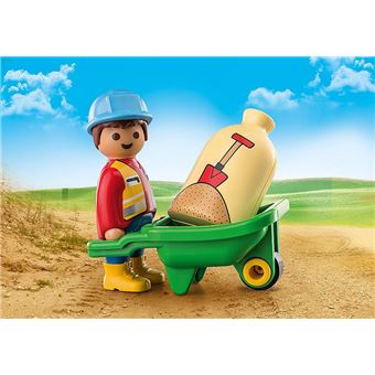 Playmobil 1.2.3 70409 Ouvrier du bâtiment avec brouette