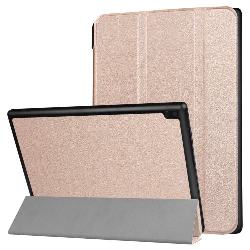 Etui en PU stand en trois volets protection flip rose or pour votre Lenovo Tab 4 10