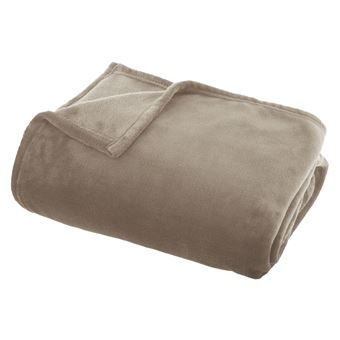 Atmosphera - Grand plaid en Flanelle uni - 180x130 cm - Beige Lin - OLLIS - 1