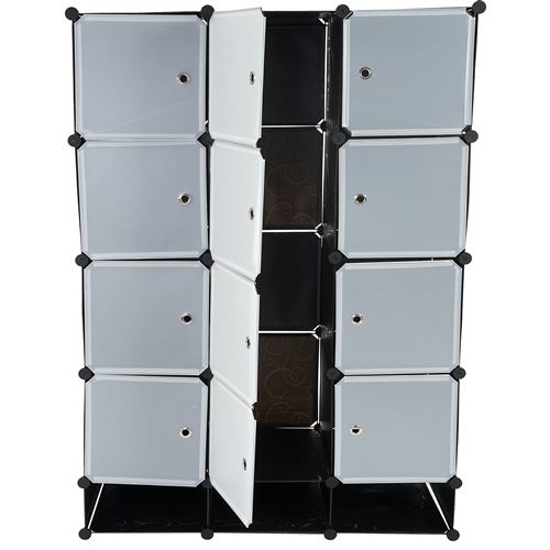 Etagère rangement Sydney système emboîtable 8 compartiments à 37x37x47cm ~ noir