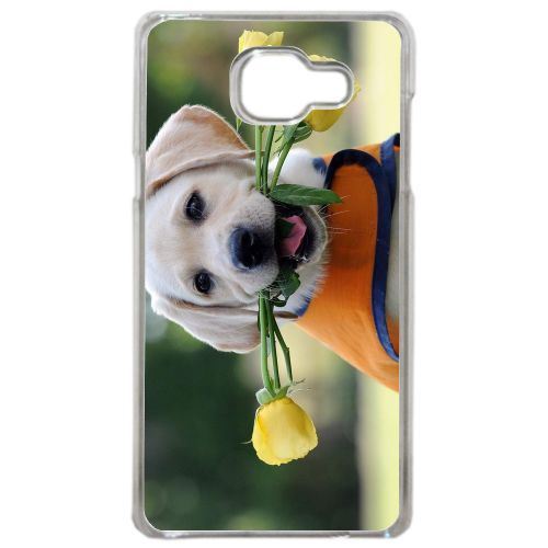 Coque chiot labrador avec roses jaunes compatible samsung galaxy a5 2016 transparent