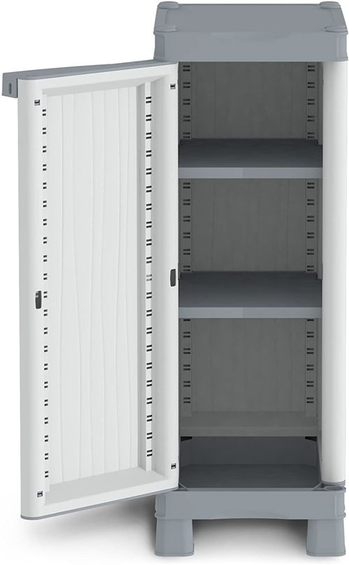 Armoire de jardin en résine 3 portes tablettes + compartiment range-balai  102A - Rangement de l'atelier - Achat & prix