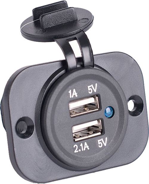 AutoStyle Boîtier USB double avec cadre 12/24 Volt 29 mm