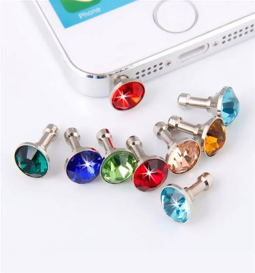 Lot x5 Cache Prise Jack Diamant pour SAMSUNG Galaxy Note 8 Smartphone Tablette Anti-Poussiere 3.5 Bijou Bouchon Universel