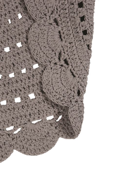 Tapis Maille Rond 120 Cm 100 Coton Alma Gris Achat Prix