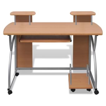 Table De Bureau Pour Ordinateur Avec Plateau A Clavier Coulissant Etagere Brune Achat Prix Fnac
