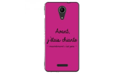 Coque souple pour Wiko Tommy 2 avec impression Motifs Avant, j'étais chiante fushia