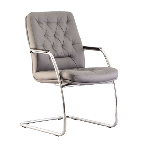Fauteuil vintage, siège de conférence capitonné chester. gris.