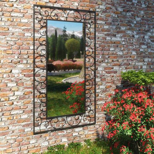 Miroir Mural de Jardin Rectangulaire de Style Antique 60 x 110 cm Noir Modèle 2