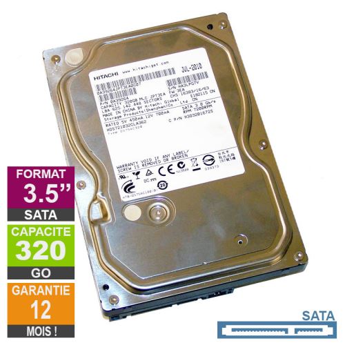 Disque Dur 320Go Sata 3.5 Hitachi Hds721032Cla362 7200Rpm 16Mo