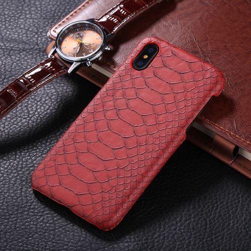 iPhone X Coque Protection Plastique Rouge Effet peau seprent ALS48201