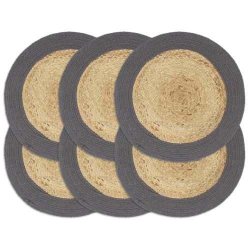 vidaXL Placemats 6 st 38 cm jute en katoen natuurlijk en antraciet133859