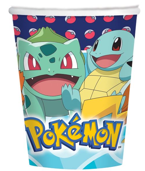 Pokémon tasses de fête 250 ml 8 pièces bleu