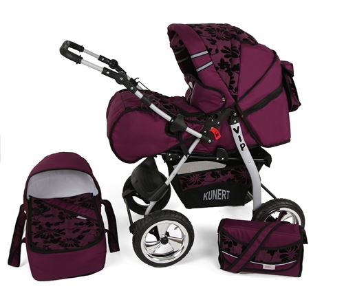Poussette / Landau combiné 2en1 multifonctions bébé enfant 0-36m avec équipement Roues en caoutchouc Volver