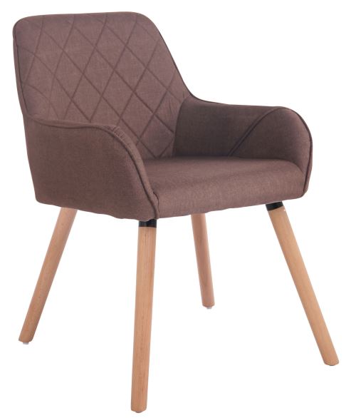 Chaise de salle à manger Wellington Tissu avec Piètement en bois de chêne Nature - Assise Marron