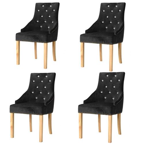 vidaXL Chaises de salle à manger 4 pcs Noir Chêne massif et velours