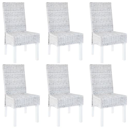vidaXL Eetkamerstoelen 6 st kubu rattan en mangohout grijs