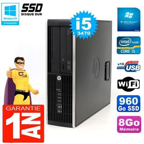 Pc hp compaq 8300 sff core i5-3470 ram 8go disque 960 go ssd graveur dvd wifi w7