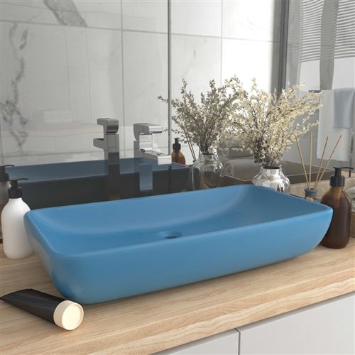 Chunhe Lavabo de luxe rectangulaire Bleu clair mat 71x38 cm Céramique AB146956