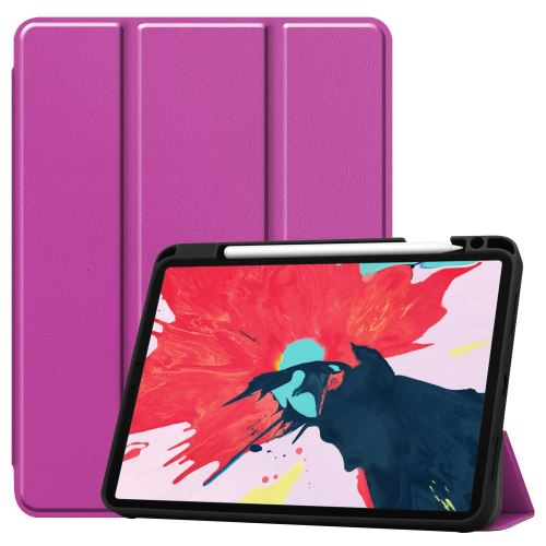 Etui en PU + TPU trois volets élégant avec support et porte-stylo violet pour votre Apple iPad Pro 11 pouces (2020)