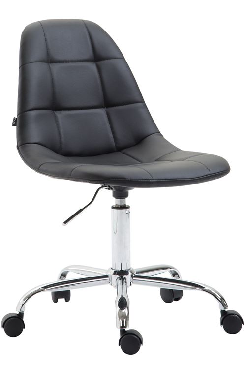 Chaise de Bureau Reims en Similicuir avec Piètement en Métal chromé- Couleur Noir