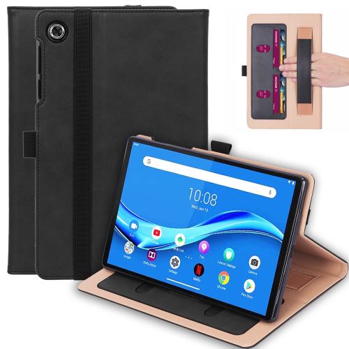 Etui en PU + TPU flip style d'affaires avec support et porte-cartes noir pour votre Lenovo Tab M10 FHD Plus 10.3 pouces TB-X606F