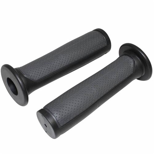 Poignee bmx noir-gris bi-matiere l125mm avec collerette (paire)