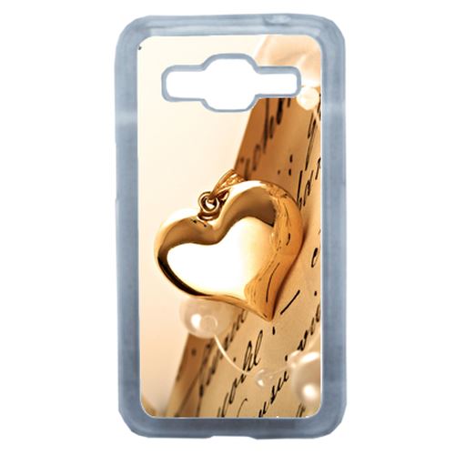 Coque Coeur D'or Sur Livre Compatible Samsung Core Prime Transparent