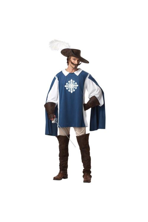 Costume Mousquetaire Bleu Luxe Homme - Bleu - L