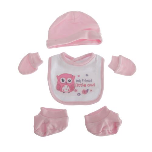 Nursery Time - Ensemble quatre pièces design hibou - Bébé fille (Taille unique) (Rose) - UTBABY1394