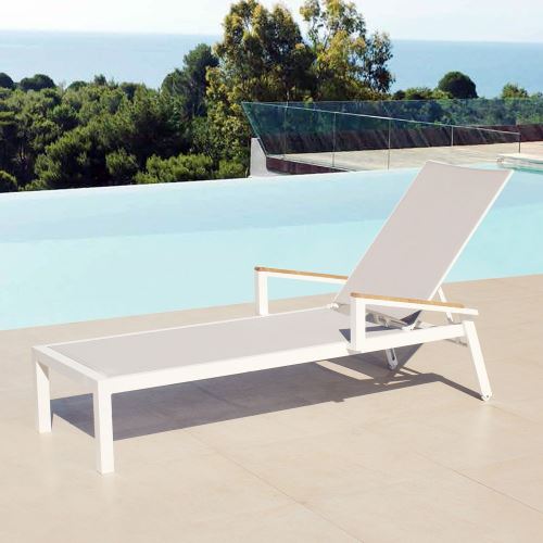 Bain De Soleil Accoudoir Teck Alu Blanc Textilene Taupe Izar Mobilier De Jardin Achat Prix Fnac