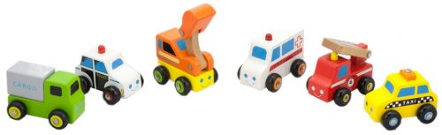 Viga Toys véhicules bois 5 cm 6 pièces multicolore