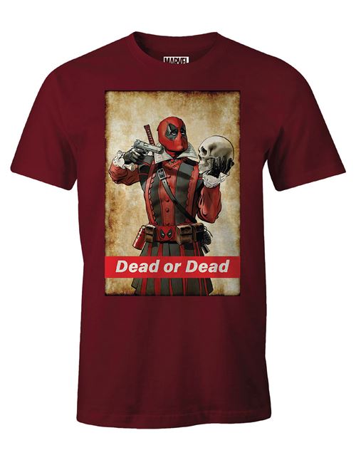 T-shirt Deadpool Marvel - Dead or Dead - S - Bordeaux