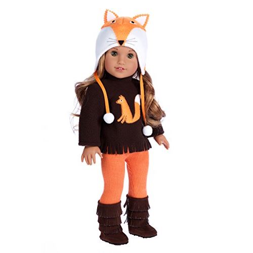 DreamWorld Collections - Foxy - 4 Piece Outfit - Hat Blouse Leggings and Boots.A Clothes Fits 18 Inch American Girl Doll (Doll Not Included)