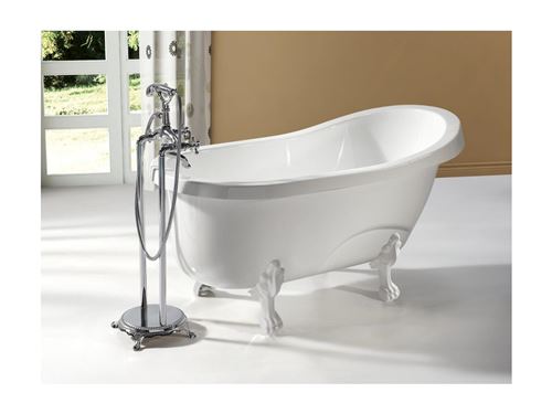 Baignoire îlot rétro EGEE II - 171L - 145*74*77cm - Blanc et pieds blancs