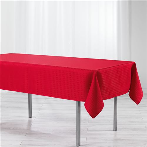 Nappe rectangle 140 x 250 cm jacquard damasse maillon Rouge