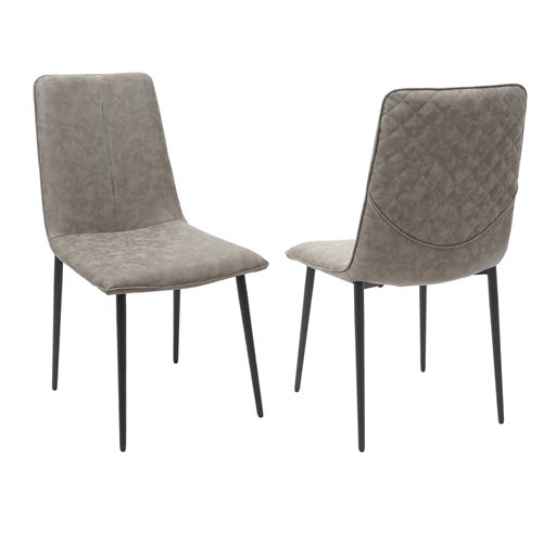 2x chaise de salle à manger MENDLER HWC-F47 vintage tissu textile kaki