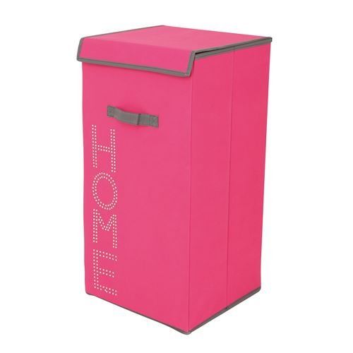 coffre a linge intissé impression diamant 54l glitter home fuchsia