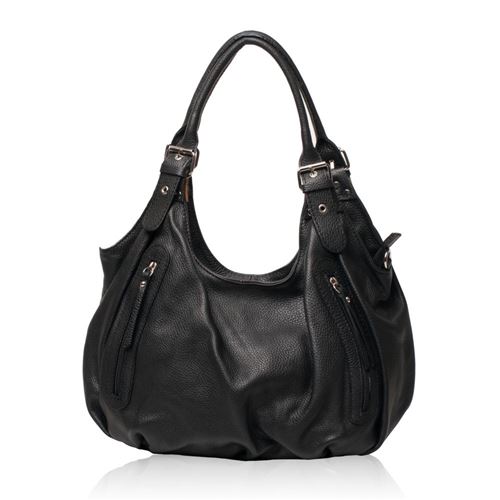 OH MY BAG Sac porté épaule Cuir porté épaule main bandoulière et de travers Femmes en véritable cuir fabriqué en Italie - modèle ST TROP' Noir