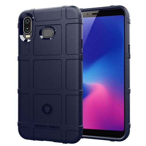 Coque en TPU grille carrée anti-chocs souple bleu foncé pour votre Samsung Galaxy A6s