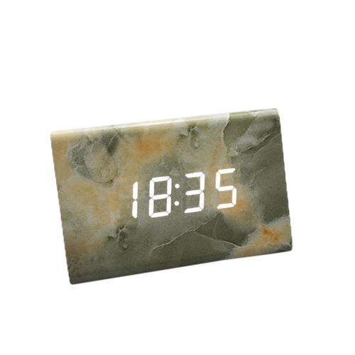 Commande Vocale Calendrier Thermomètre Numérique Led Alarme Horloge en Bois Usb / Aaa Vert PL564