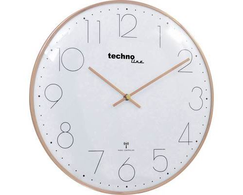 Techno Line WT 8235 gold optik radiopiloté(e) Horloge murale 350 mm x 25 mm or rose