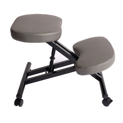 Siège assis à genoux MENDLER HWC-E10 appui-genoux, similicuir, métal, gris foncé matt
