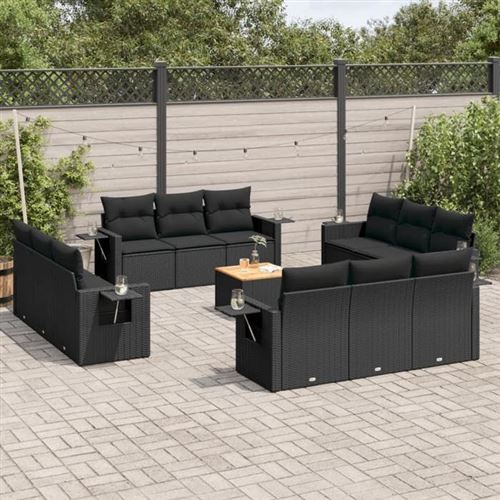 Non Communiqué Noir Vidaxl Salon De Jardin Avec Coussins 12 Pcs, Canapés De Terrasse, Ensemble De Meubles De Patio, Mobilier D'extérieur, Beige 3258538