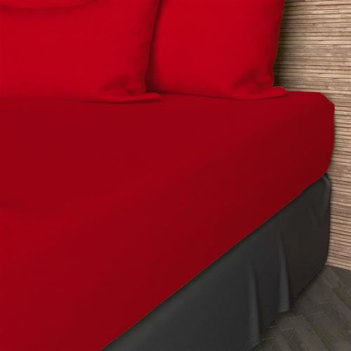 SOLEIL DOCRE Drap housse 90x190 cm en coton 57 Fils - Rouge