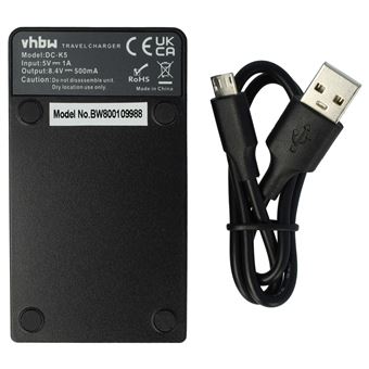 Vhbw Chargeur USB Batterie Compatible Panasonic Lumix DMC-FZ7 FZ8 FZ18 FZ28 - Chargeur Rapide Avec Câble USB