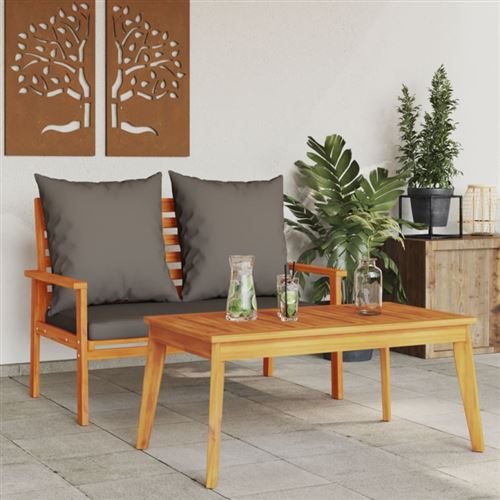 Non Communiqué Bois Ensemble De Jardin Avec Coussin Massif Acacia