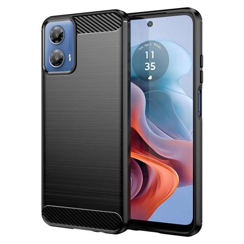 Coque pour Motorola Moto G34 5G - housse etui silicone gel carbone + verre trempe - NOIR - htdmobiles