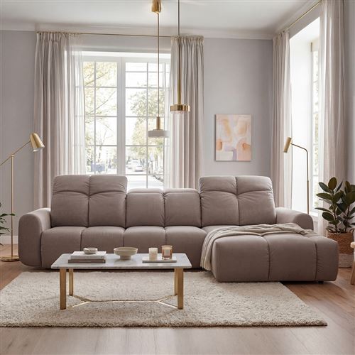 Canap&eacute; Tissu Angle droit Gris fonc&eacute; Anacapri - 3 Places - Gris fonc&eacute;