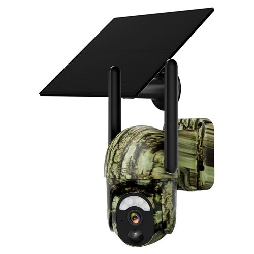 Xega Caméra de Chasse 4G Solaire Extérieure 2K PTZ avec SIM, PIR, Vision Nocturne Couleur, Audio, IP65 – Pour Animaux Sauvages